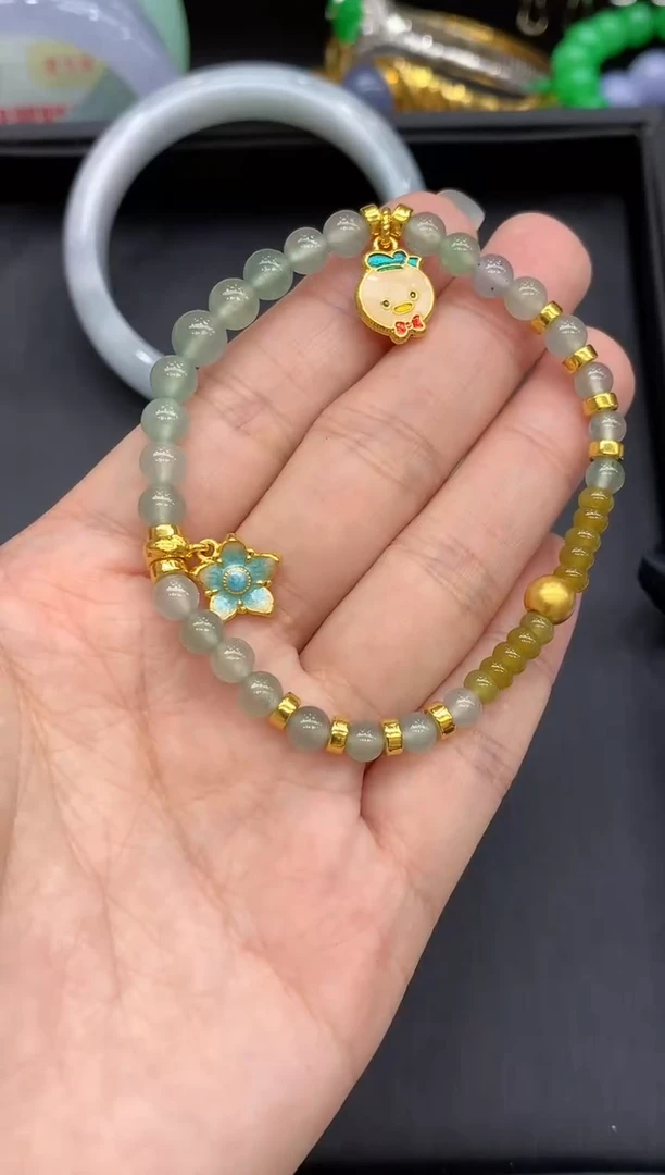 足金镶嵌手链翡翠545  -中国好珍宝