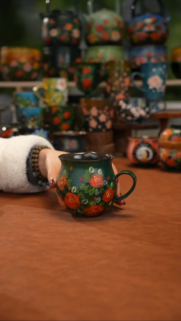 紫砂油画手绘釉下彩