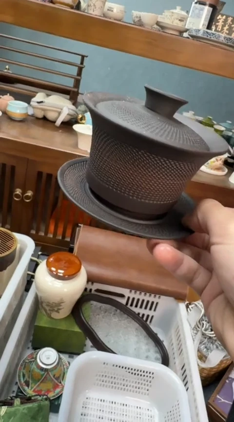 摆件陶茶具茶具茶具紫陶盖碗