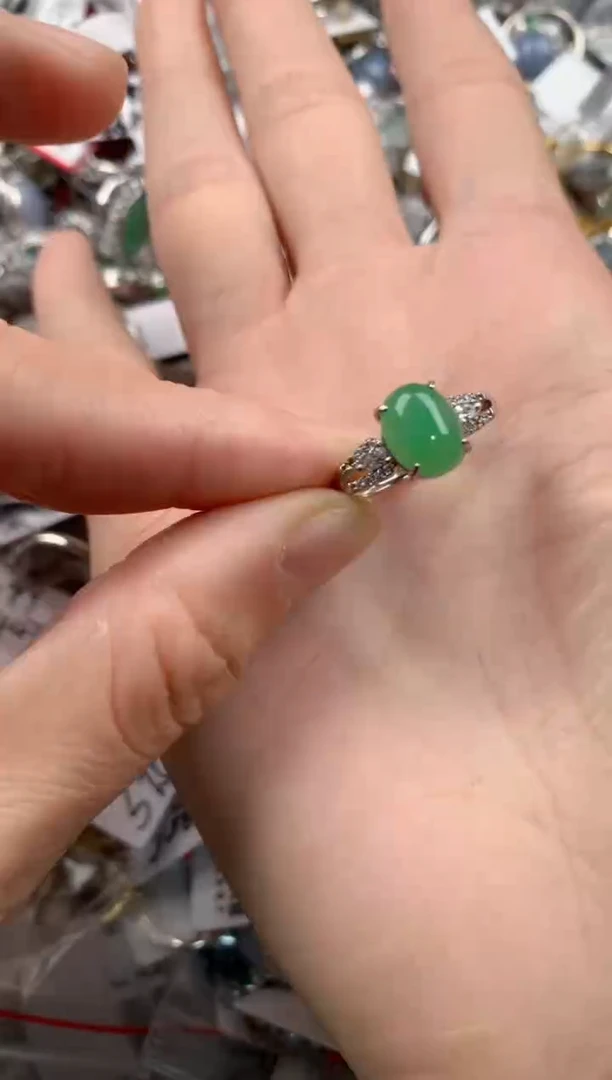 银S925镶嵌戒指翡翠222    3