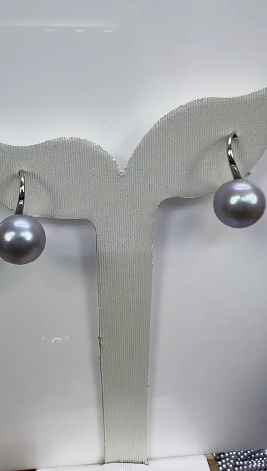 【闪购商品】淡水珍珠耳饰未镶嵌【龙总】特选喜马拉雅铂金灰耳钩