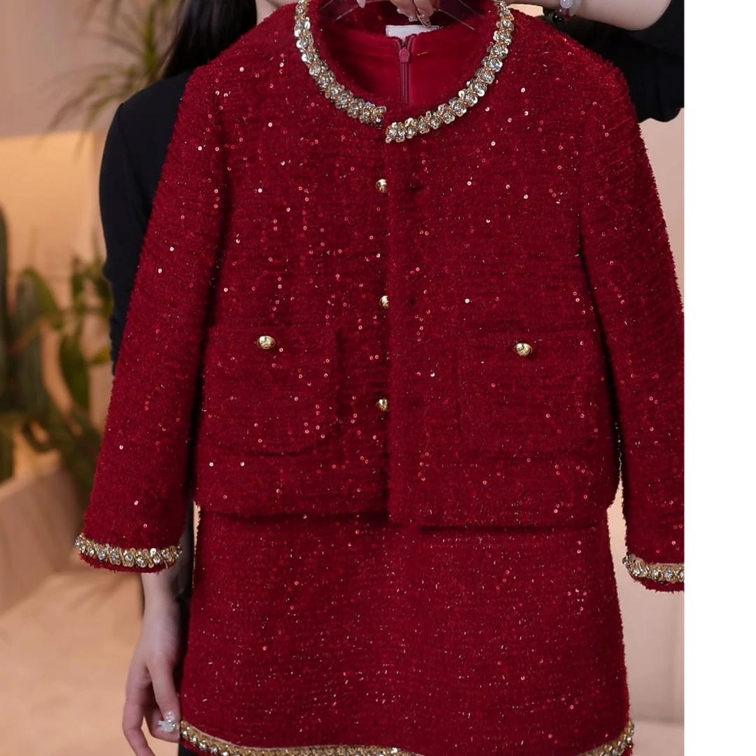 【流光宝石】2幂公主高级定制2024新款新年款小香风套装MJD243410