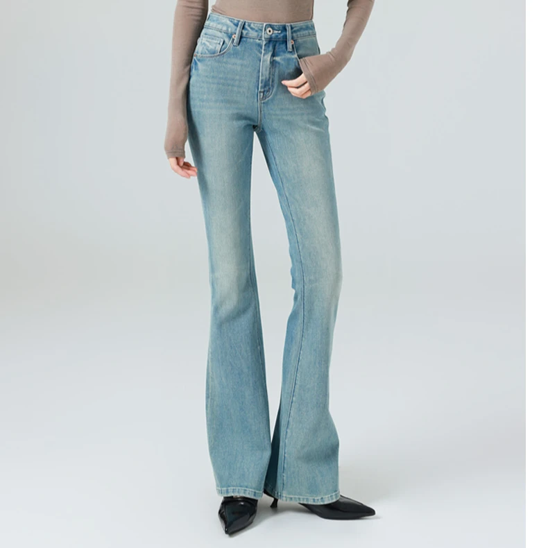 TT13【渺】高腰微喇叭牛仔裤女弹力紧身提臀2025春季新款