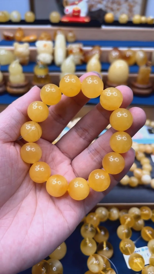 手串蜜蜡未镶嵌p50焦皮料蜜蜡手串15mm 27.58克