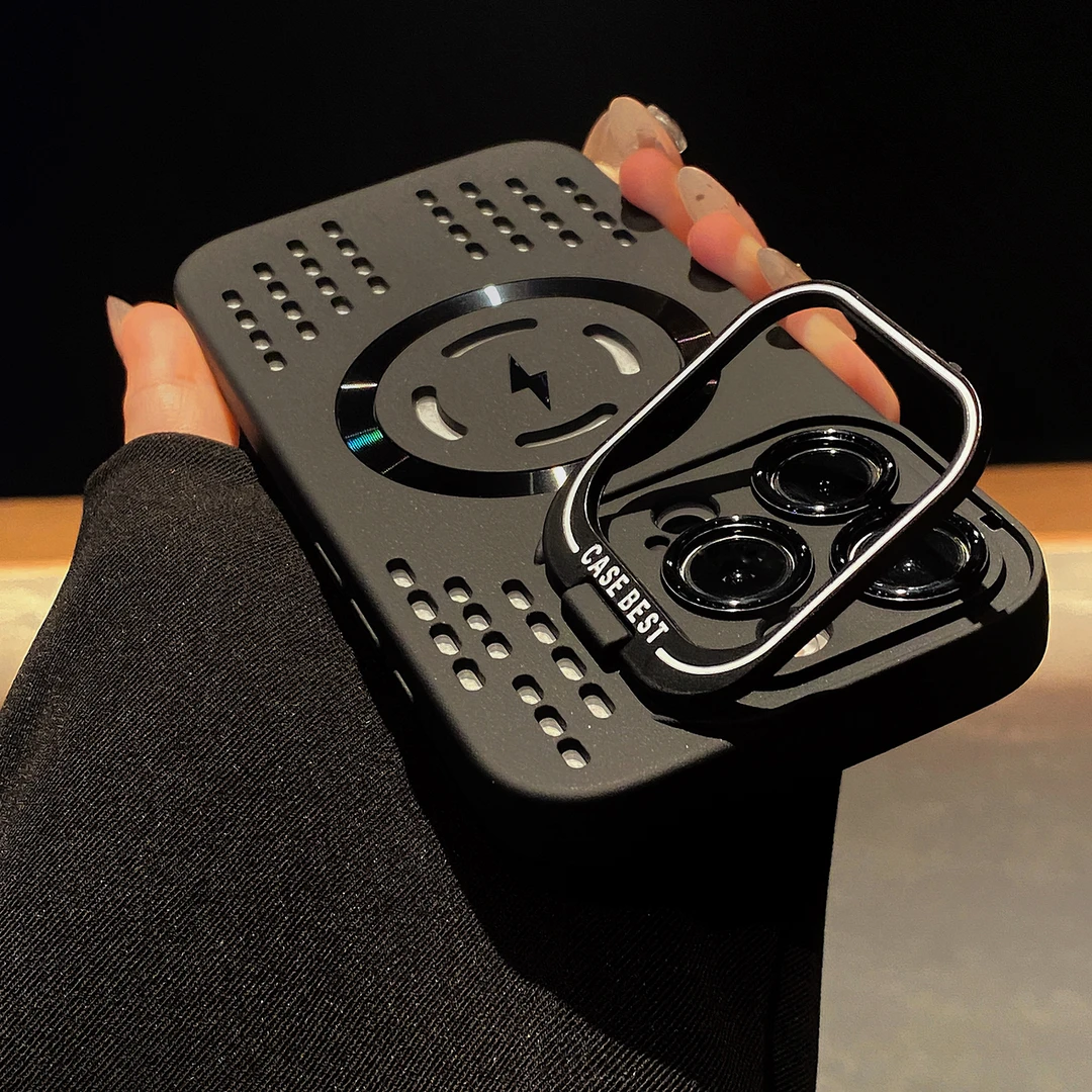 镜头支架镂空散热适用苹果16promax手机壳磁吸iphone15/14/13防摔