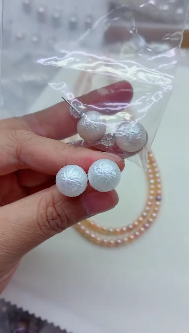 银S925镶嵌淡水珍珠耳钉多样性发其一，非无暇