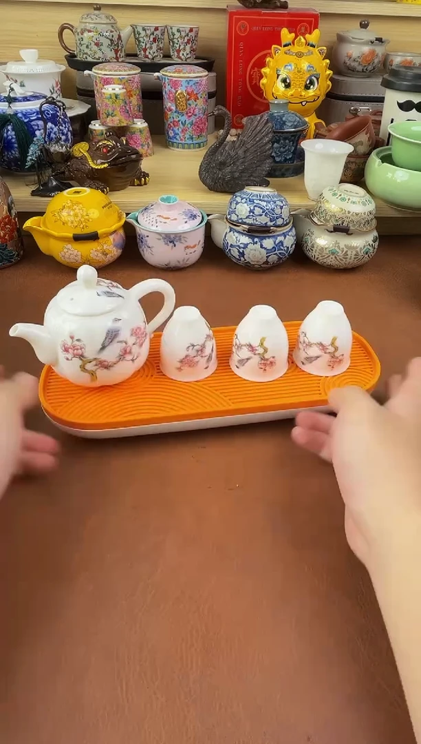 陶瓷茶具摆件旅行套组