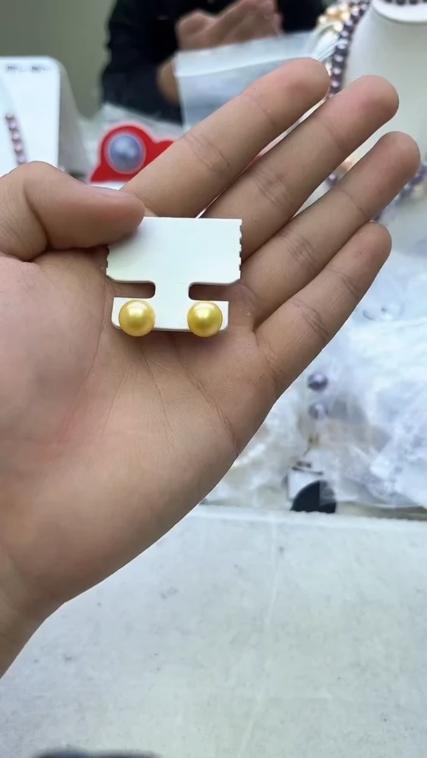 未镶嵌耳饰淡水珍珠黄色系耳饰