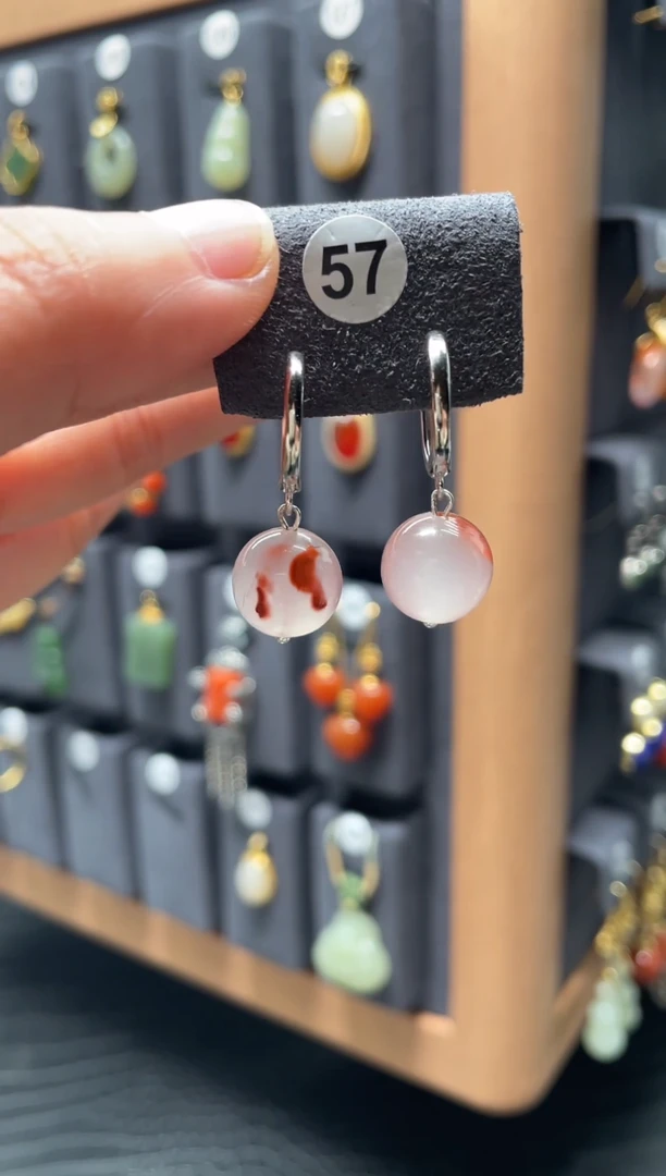 【闪购商品】南红玛瑙耳饰银S925镶嵌0057