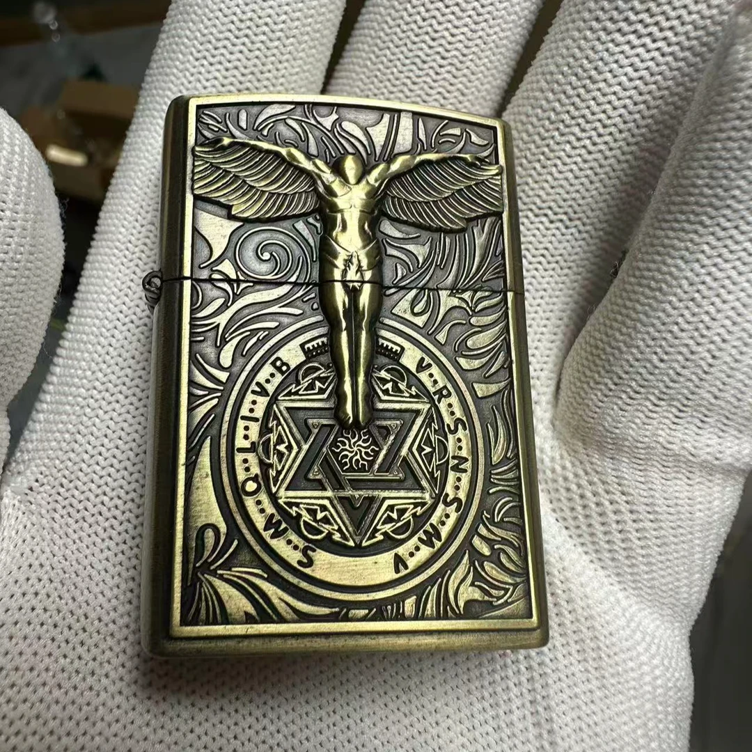 防风煤油打火机男士青铜守护天使创意礼物