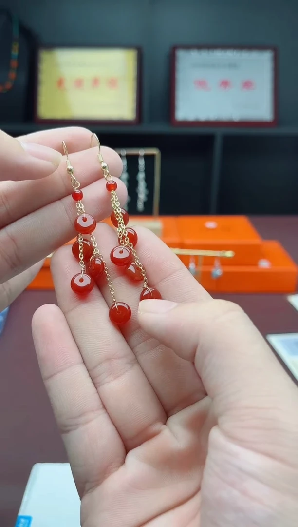 银S925镶嵌耳饰玛瑙/玉髓208