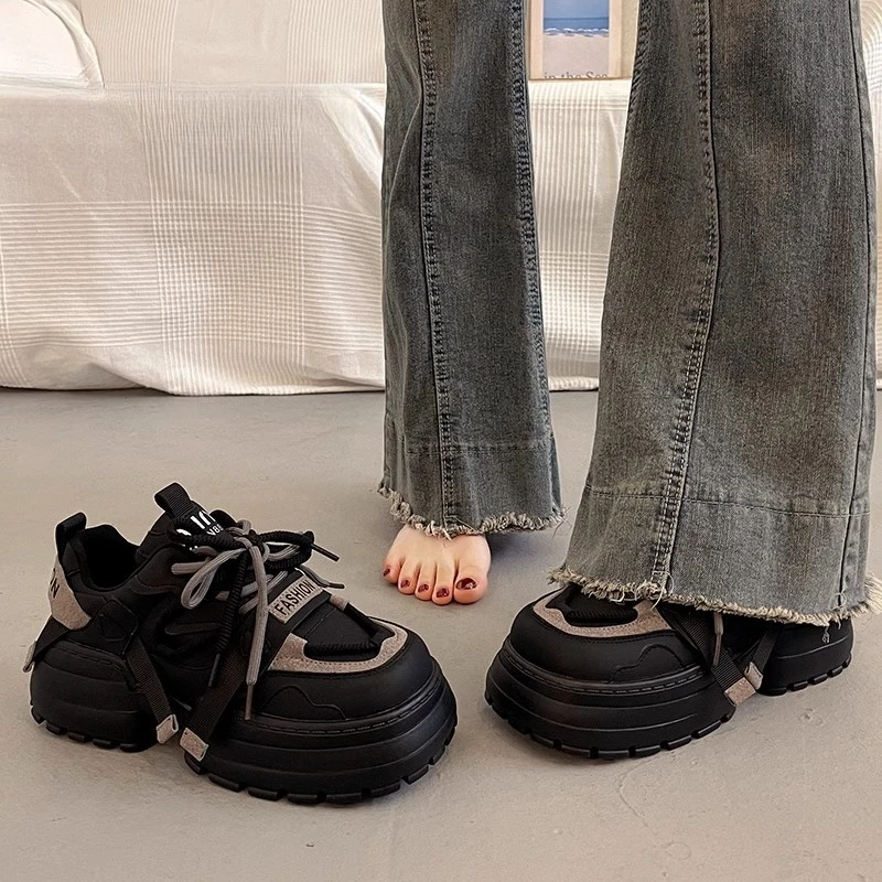 卓诗尼【断码清仓】厚底老爹鞋女小个子增高2025新款春秋休闲运动鞋