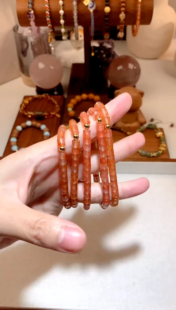 银S925镶嵌手串南红玛瑙冰飘南红藏直老型珠手串 多样性发一