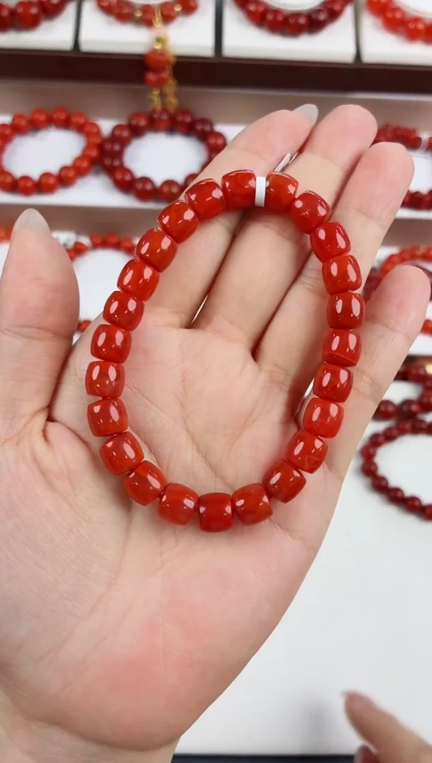 南红玛瑙瓦西直切手串8+未镶嵌一个/条