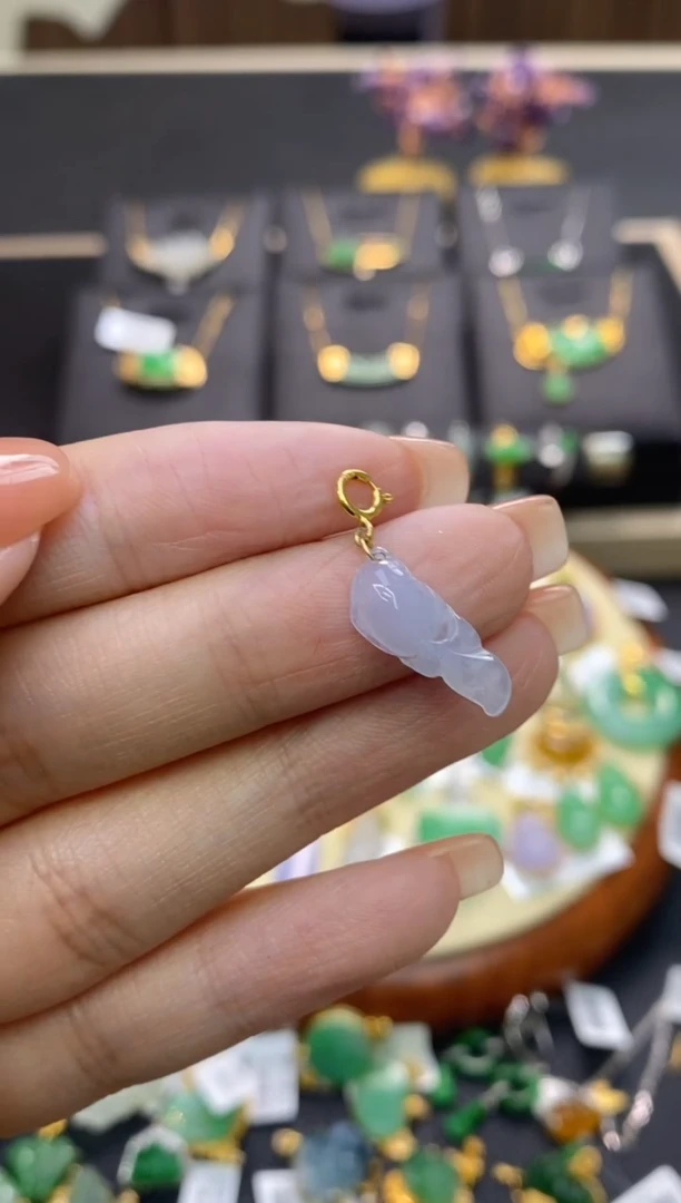 翡翠18K金镶嵌颈饰净货10938