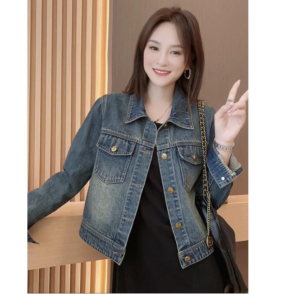 韩版牛仔外套女2025春季新款复古百搭小个子休闲长袖夹克短款上衣