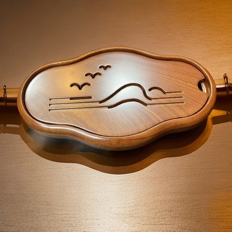 谦杯 实木花梨木如意干泡盘 30*18*4 L2007