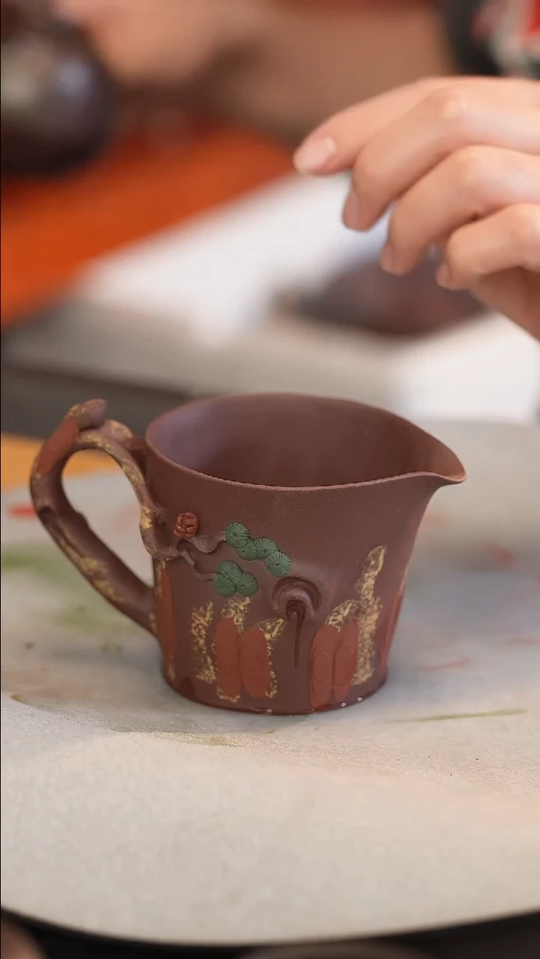 茶壶紫砂原矿手工制作树桩公道杯
