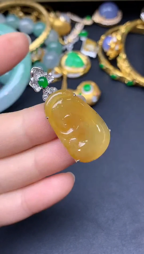 颈饰18K金镶嵌翡翠220-雪姐翡翠天天见