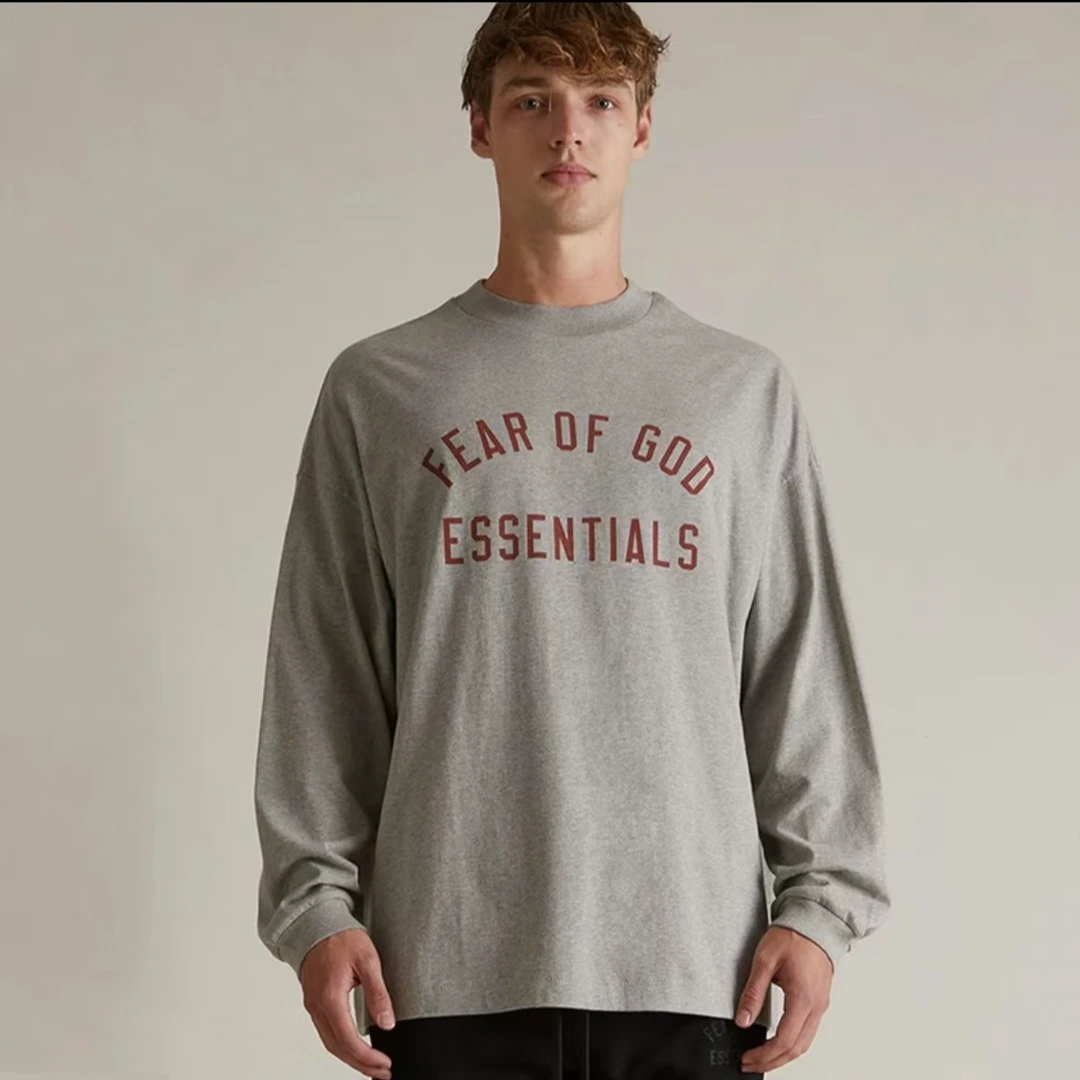 FOG 复线ess半弧形印花字母大标长袖T恤 美式高街男女同款-