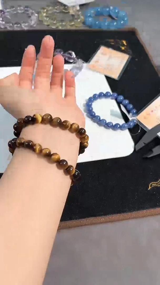 水晶手链未镶嵌9号黄虎眼单圈8mm