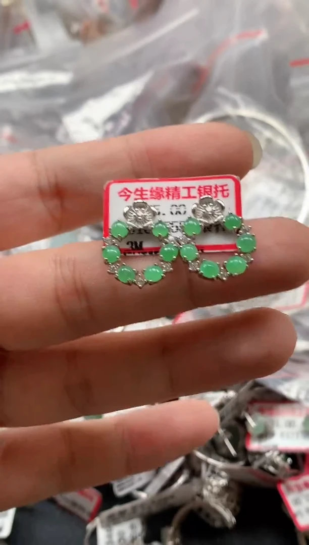 银S925镶嵌戒指翡翠天然A货缅甸翡翠