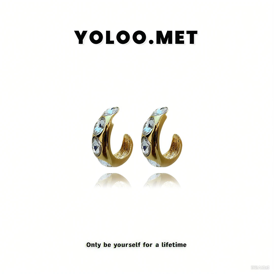 铜合金锆石耳饰 【YolooMet】法式小众气质KOS系列镶嵌轻奢百搭耳环