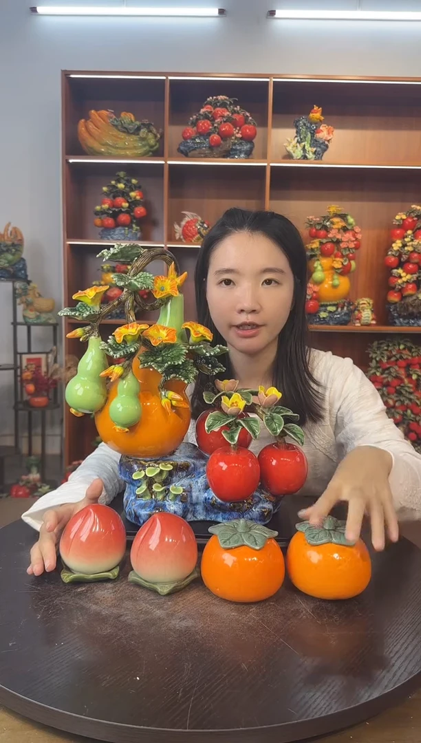 陶瓷葫芦苹果摆件