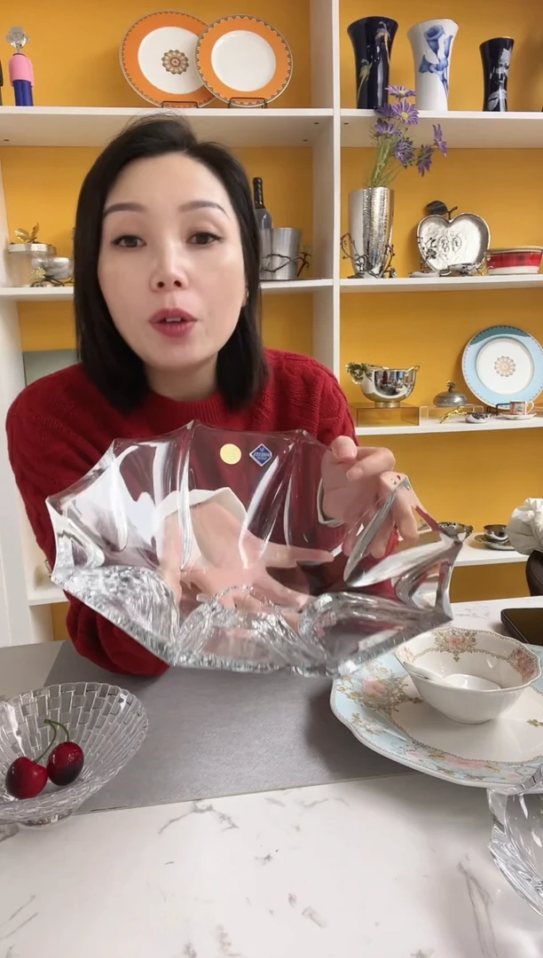 捷克 水晶果斗 27cm