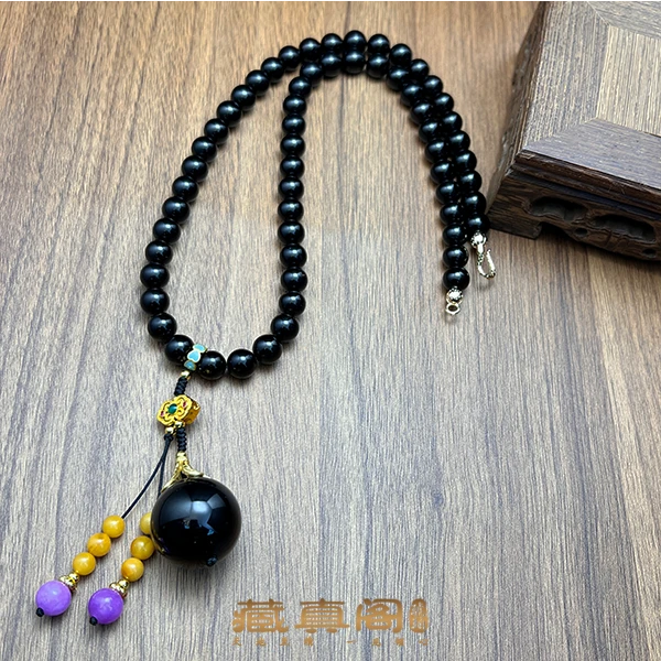 【藏真阁】H1827血翳珀设计款大圆珠锁骨