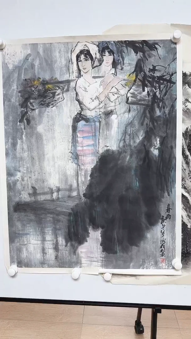 书法玉玺侍女图人物画