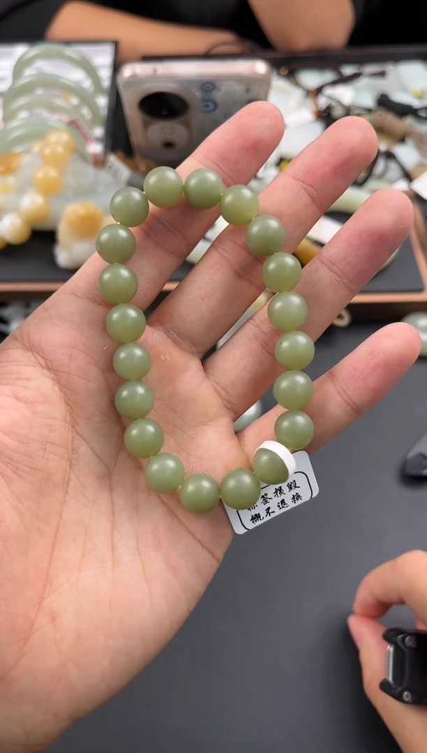未镶嵌手串和田玉若羌青黄口手串卡10微色差