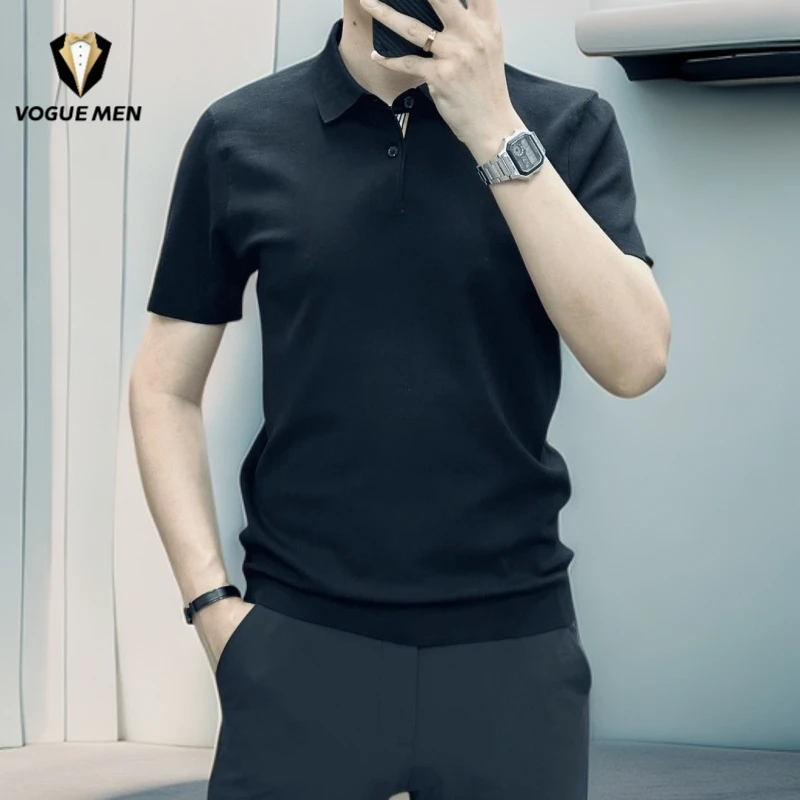 【轻奢男士】2025时尚翻领POLO衫百搭秋季高品质商务纯色针织哈休闲