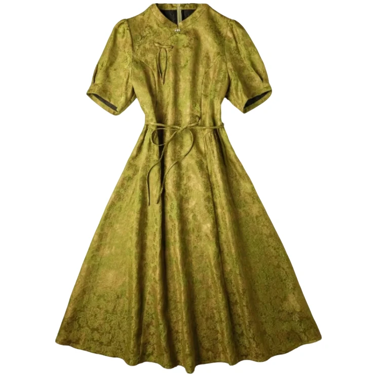 【梅姐粉丝专属】新中式国风连衣裙贵夫人高端香云纱L5361X