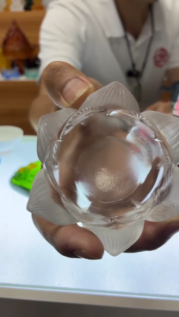 琉璃手工艺品白色莲花烛台