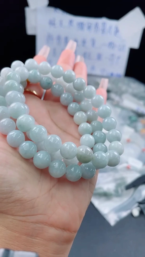 未镶嵌定制翡翠珠串9.8