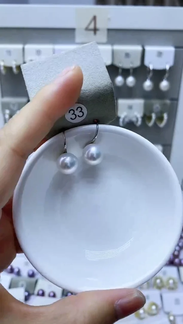 银S925镶嵌淡水珍珠耳饰33