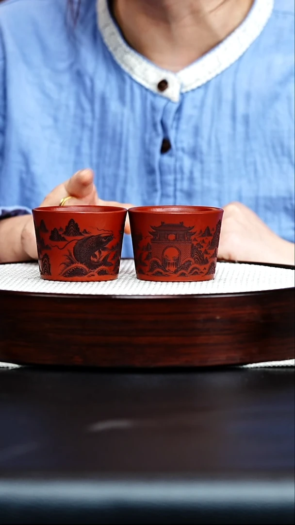 茶杯紫砂主人杯 鱼化龙