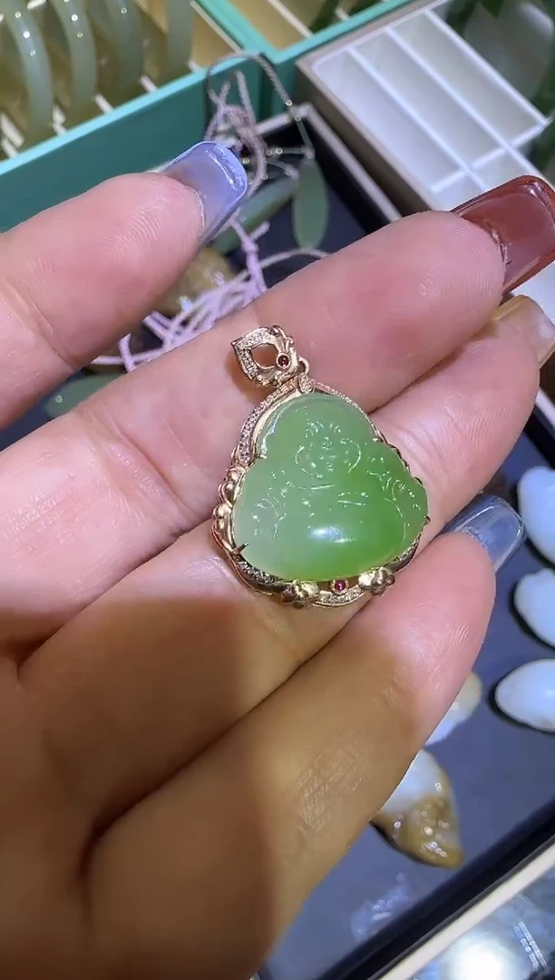 和田玉18K金镶嵌吊坠(不含链)【宏730】31