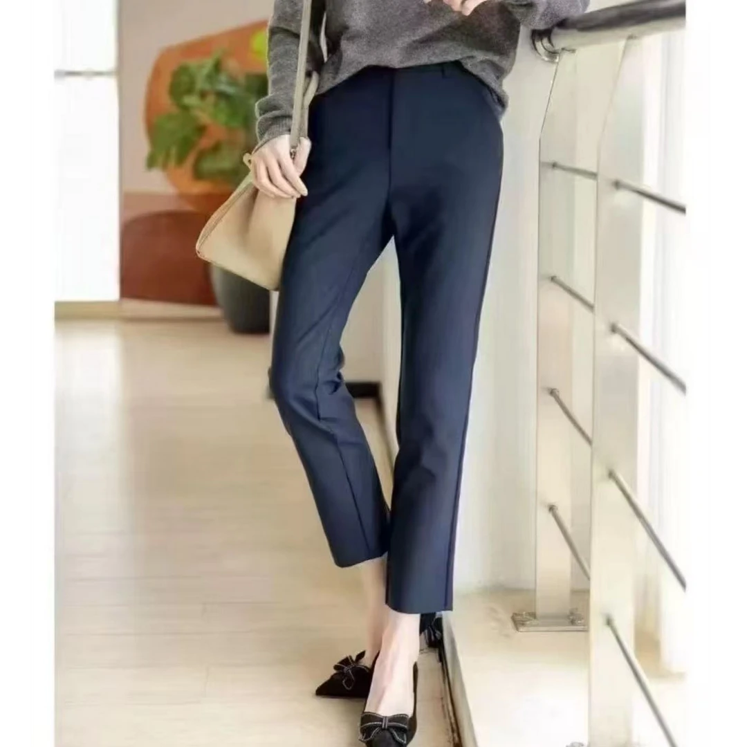 女士小脚西裤2025夏季薄款高腰显瘦休闲烟管裤K1712