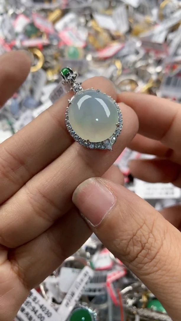 银S925镶嵌戒指翡翠151515---8