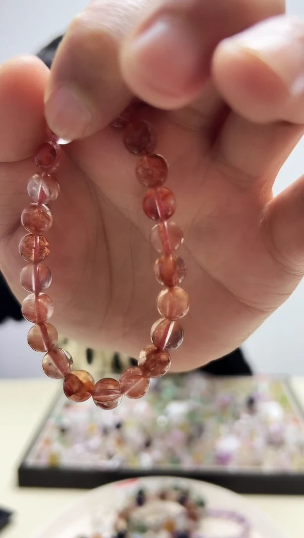 未镶嵌手链烟晶天然红椒花手链A999