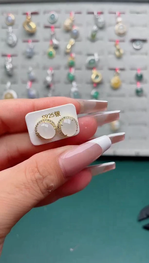 翡翠银S925镶嵌吊坠(不含链)、