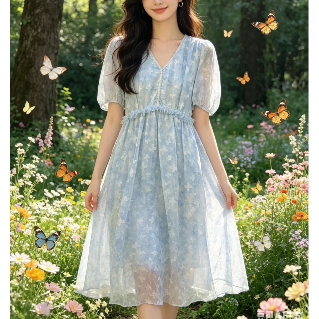 【苏苏精选】2658 倾城之恋 钉珠蝴蝶连衣裙