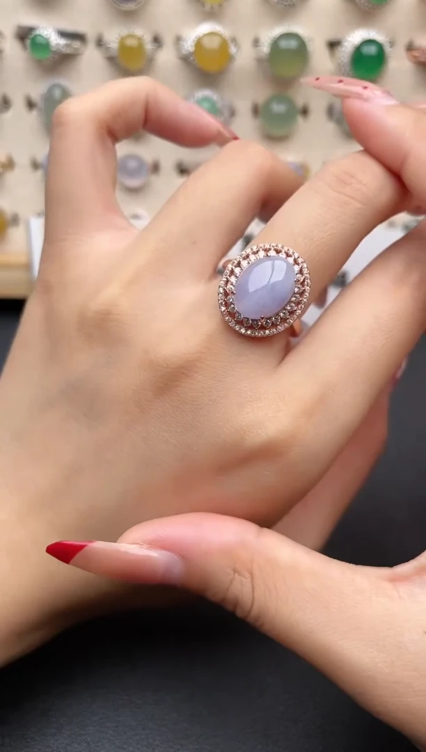 【闪购商品】翡翠戒指银S925镶嵌一物一证一礼盒