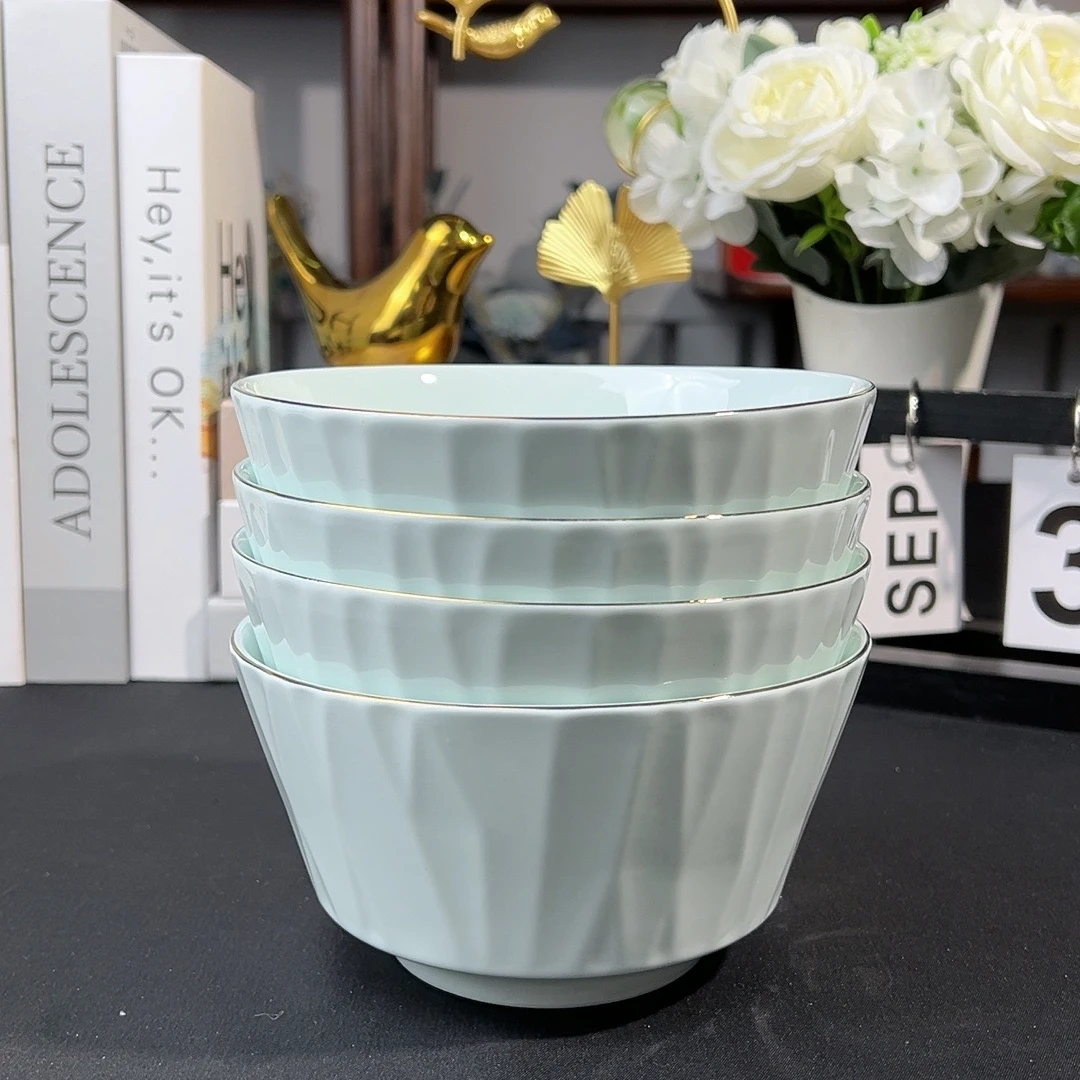 金边青琉璃6英寸面碗4个装