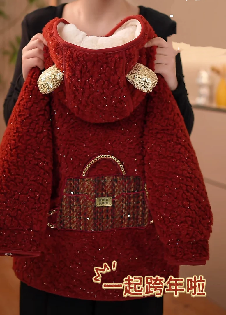 现货-女童新年冬装2025新款洋气加绒加厚中长款呢子外套