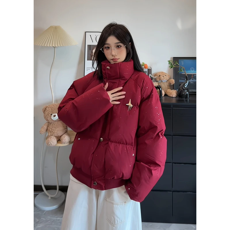 美式高街满天星棉服男款冬季时尚夹克外套潮牌痞帅棉袄面包服棉衣