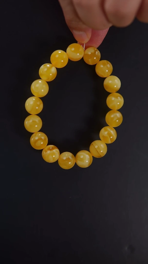 【闪购商品】蜜蜡手链未镶嵌焦皮料圆珠手串21.65