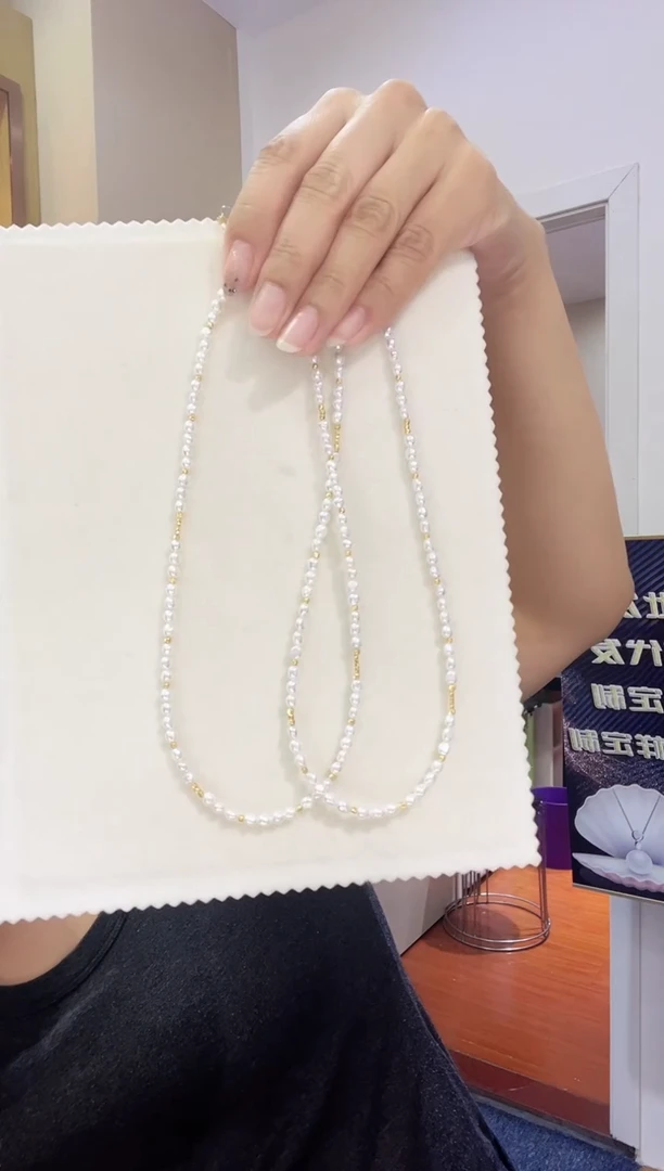 毛衣链银S925镶嵌淡水珍珠淡水巴洛克毛衣链